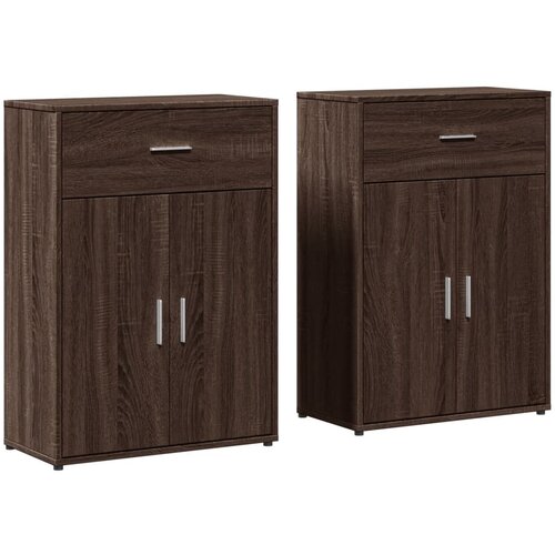 VidaXL Komoda 2 kosa rjavi hrast 60x30x84 cm inženirski les, (21274163) Slike
