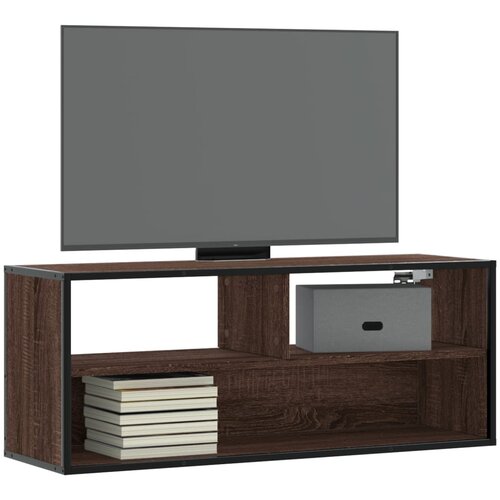 VidaXL TV omarica rjavi hrast 100x31x39,5 cm inženirski les in kovina Slike