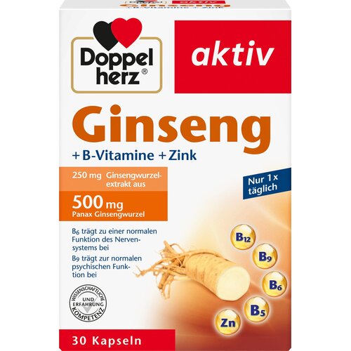 Doppelherz aktiv ginseng + vitamini B + cink - 30 kaps. Slike