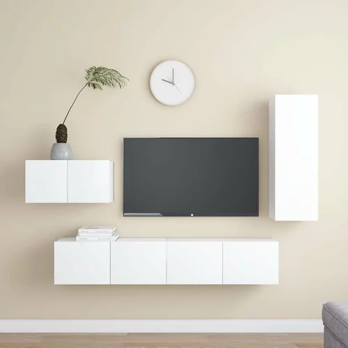  Komplet TV omaric 4-delni bela iverna plošča, (20914726)
