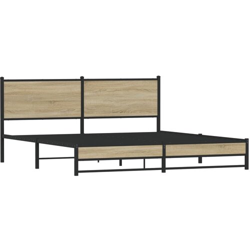 vidaXL Kovinski posteljni okvir z vzglavjem sonoma hrast 183x213 cm, (21321843) Cene