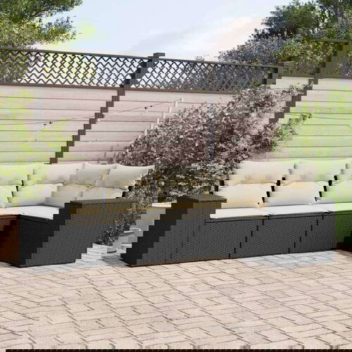  5-dijelna vrtna garnitura od poliratana s jastucima crna Slike