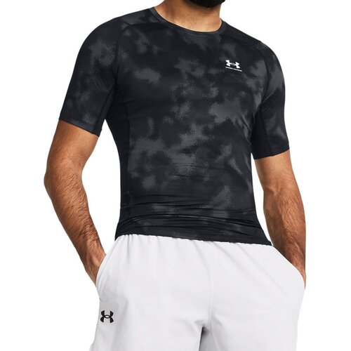 Under Armour UA HG Armour Printed Short Sleeve Black/White M Fitnes majica Cene