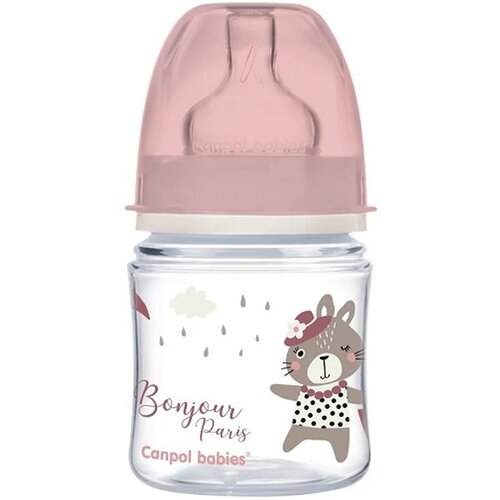 Canpol flašica za bebe bonjour paris roze 120ml, 0m+ Slike