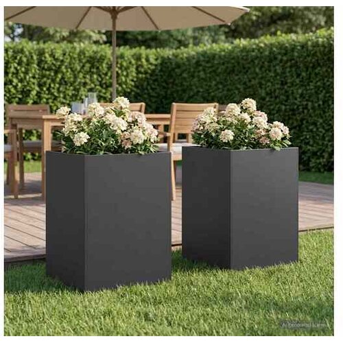 vidaXL Vrtna saksija 2 kom. Crna 50 x 50 x 75 cm Čelična vrata - Crna 50 x 50 x 75 cm 2 Cene