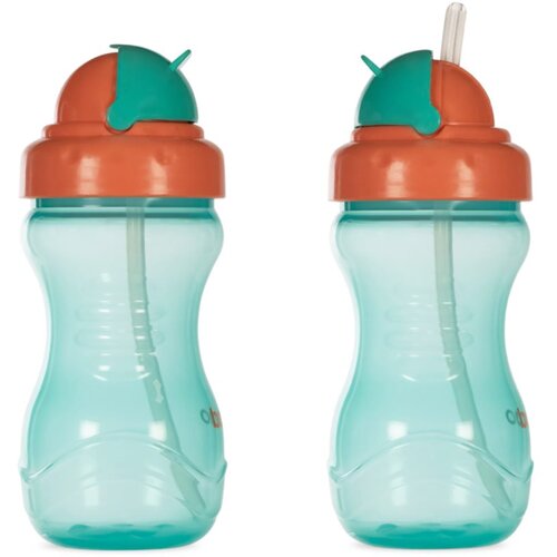 Baboo Cup with Silicone Straw steklenička s slamico Green, 9m+ 360 ml Slike