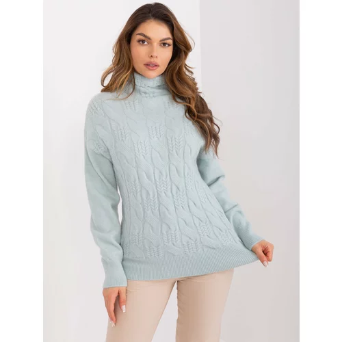 Fashion Hunters Lightweight mint knitted turtleneck sweater