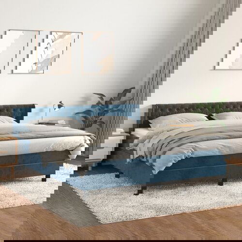 VidaXL Krevet s oprugama i madracem tamnoplavi 160x200 cm bar&amp;scaron;unasti Slike