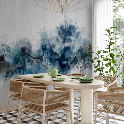  Foto tapeta - Abstract wave - minimalist composition with blue pattern 350x256 Slike