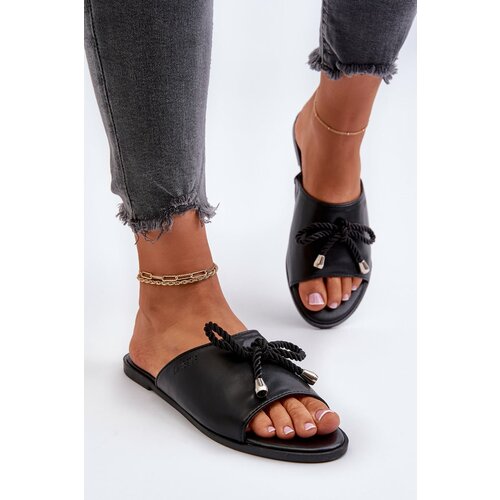 Big Star Women's eco leather slippers Black Slike