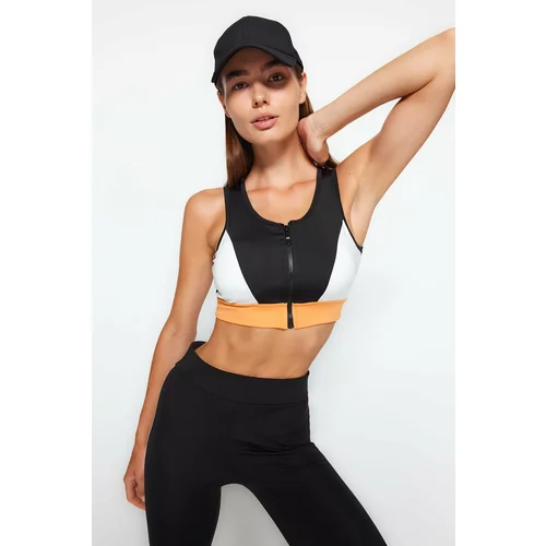 Trendyol Multi-colored Color Block Support/Styling Zippered Sports Bra