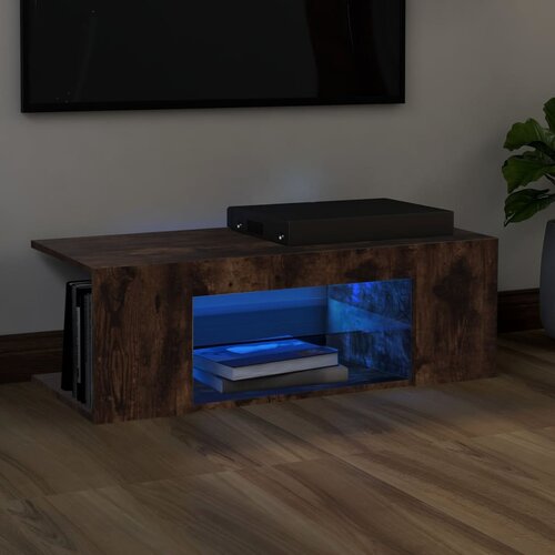 vidaXL TV ormarić s LED svjetlima boja dimljenog hrasta 90x39x30 cm Cijene