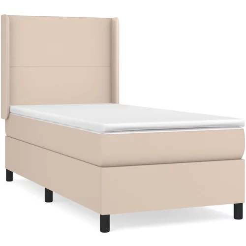 vidaXL Box spring postelja z vzmetnico kapučino 90x190 cm umetno usnje, (20883773)