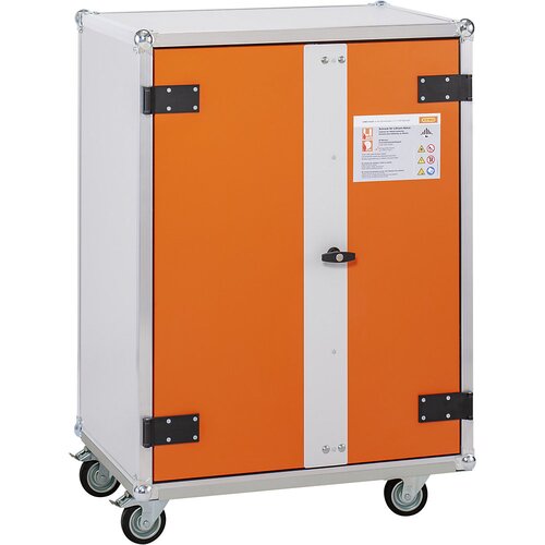 Cemo Varnostna omara za polnjenje akumulatorjev BASIC, s kolesi, višina 1150 mm, 230 V, oranžne/sive barve Cene