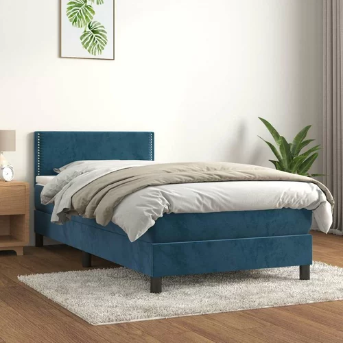 Box spring postelja z vzmetnico temno modra 100x200 cm žamet, (20898840)
