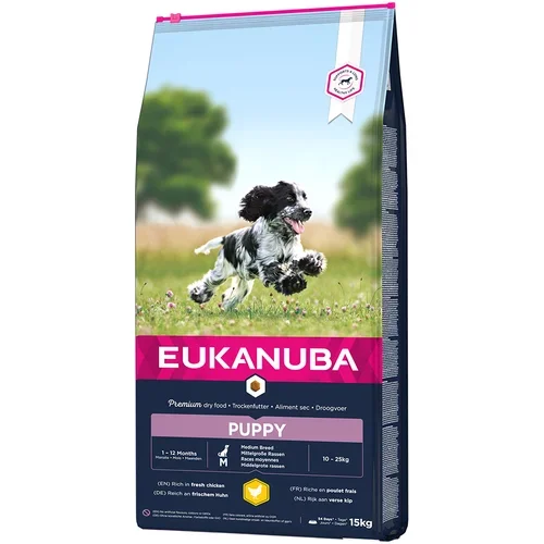 Eukanuba Puppy Medium Breed piščanec - Varčno pakiranje: 2 x 15 kg