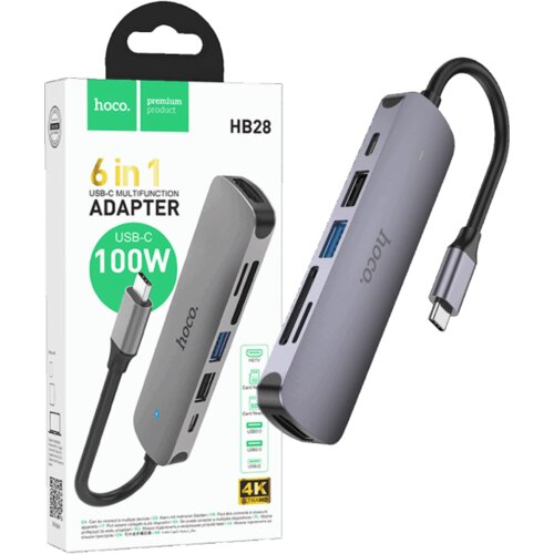 hoco. Konverter USB HUB type C to HDTV, USB3.0/USB2.0/PD/HDMI &ndash; HB28 Cijene
