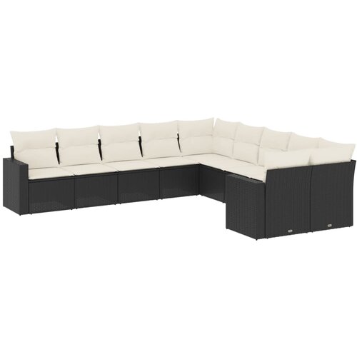  10-dijelni set vrtnih sofa s jastucima crni od poliratana Crna 65.5 x 62 x 69 cm Slike