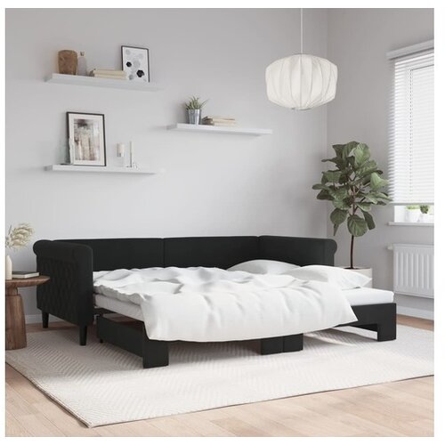 vidaXL Dnevni krevet na razvlačenje crni 90 x 190 cm baršunasti Cijene