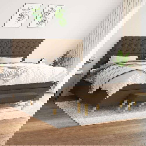  Box spring postelja z vzmetnico temno rjava 160x200 cm blago, (20898835) Cene