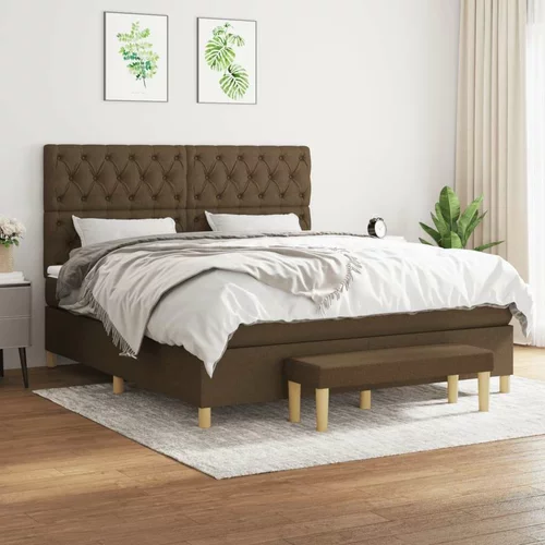  Box spring postelja z vzmetnico temno rjava 160x200 cm blago, (20898835)