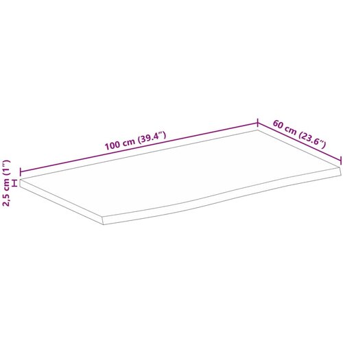 Stolna ploča sa živim rubom 100x60x2,5cm od masivnog drva manga Slike
