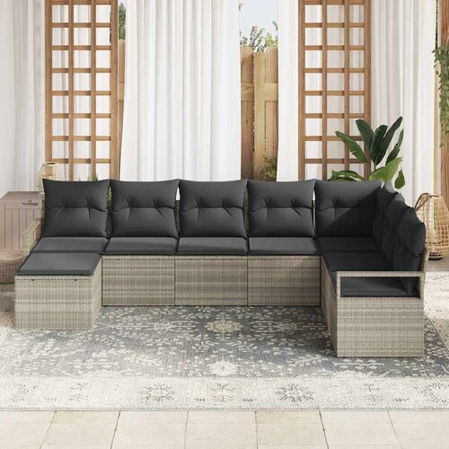  Set sofe s jastukom 7 pcs Svijetlo siva poliratan Slike