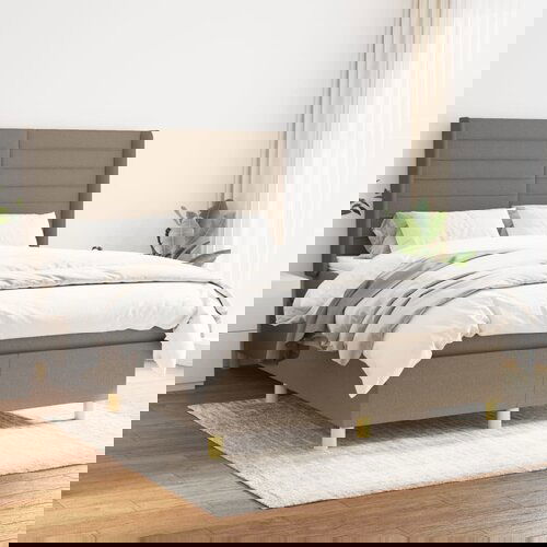 The Living Store Box spring postelja z vzmetnico taupe 140x200 cm blago - Box Spring Postelja, (21513202) Slike