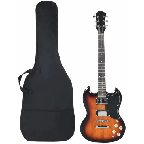 Električna gitara za početnike s torbom smeđa-crna 4/4 39 "