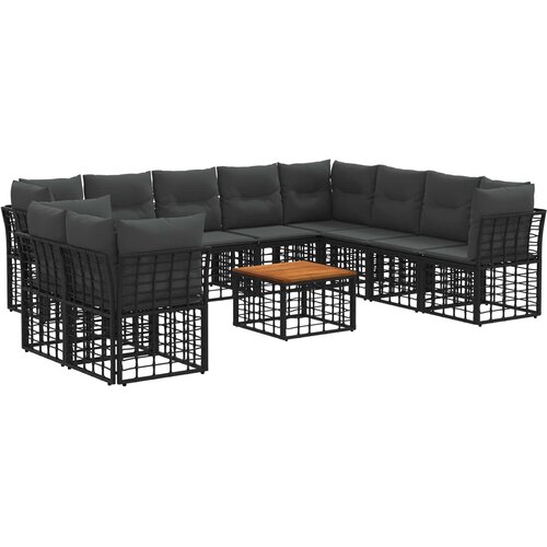  Set vanjskih sofa 11 pcs Crna i tamno siva Poliester Cene