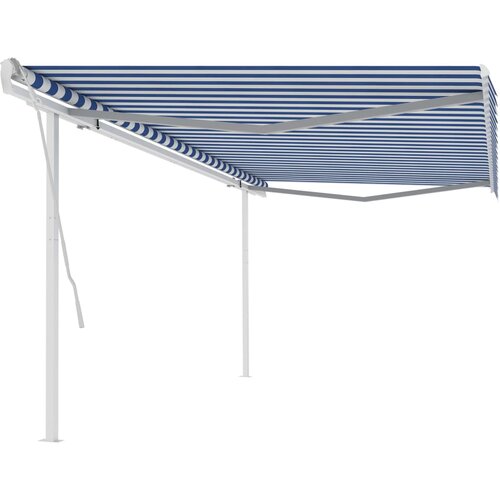 VidaXL Ročno zložljiva tenda s stebrički 5x3 m modra in bela Slike