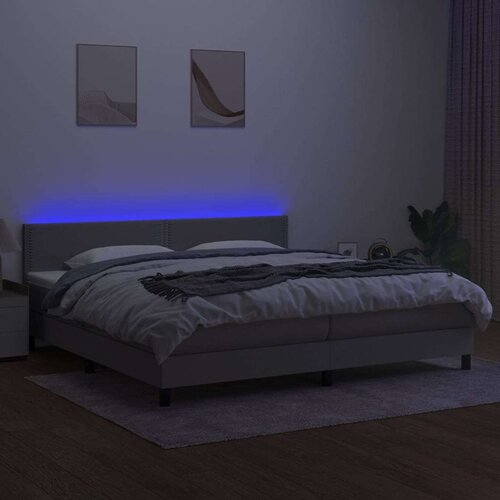  Box spring s madracem LED svjetlosivi 200x200 cm tkanina Slike