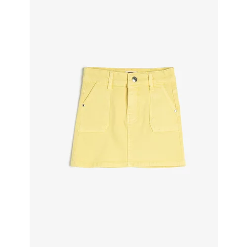 Koton Denim Skirt Mini Size Pocket Cotton Waist Adjustable Elastic