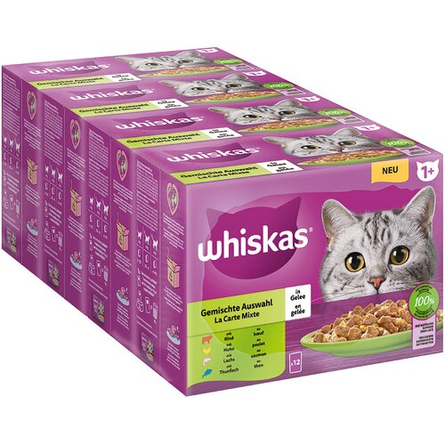 MEGA pakiranje Whiskas 1+ Adult vrečke 48 x 85 g - Me&scaron;an izbor v želeju Cijene