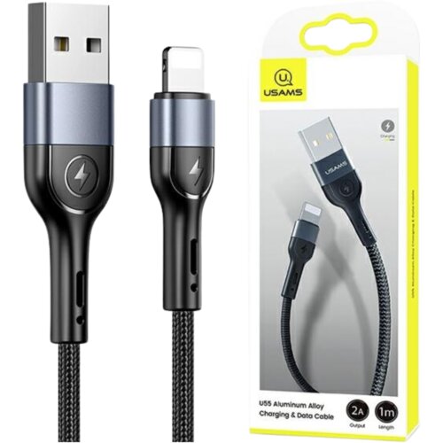 Usams BRIDED KABEL U55 2A ZA LIGHTNING BLACK 1M ZA IPHONE IPAD, (21980481) Cene