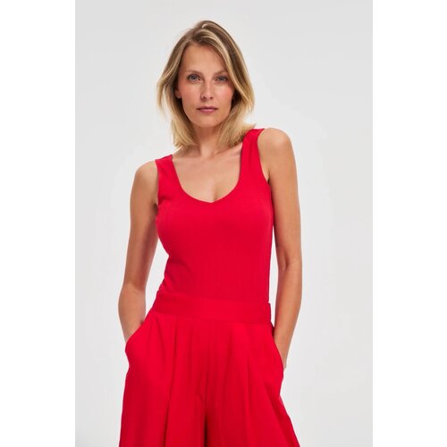 Marisse Red Ribbed Top Slike