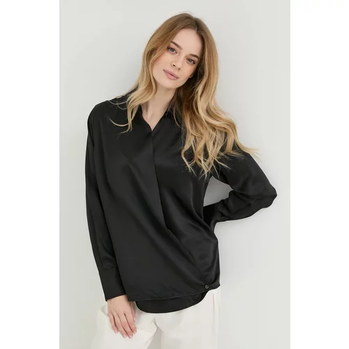 Victoria Beckham Svilena bluza ženska, črna barva
