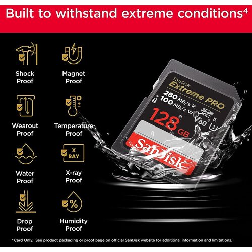 San Disk Extreme Pro SDXC 128GB UHS-II C10 U3 V60 Slike