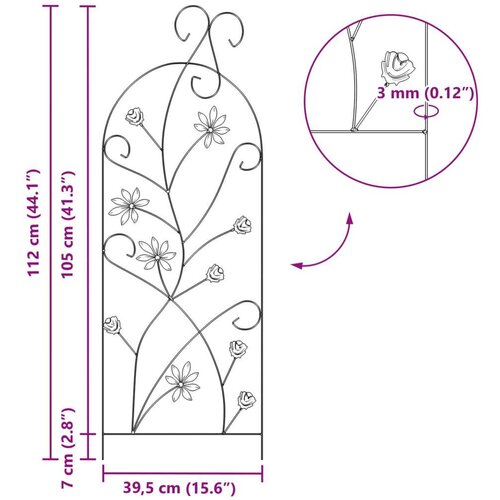  Vrtna Ograda 3 pcs Crna 112 x 40 cm Čelik Slike