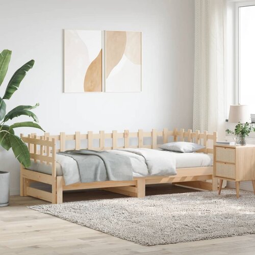 VidaXL Izvlečna dnevna postelja 2x(90x190) cm trdna borovina Slike