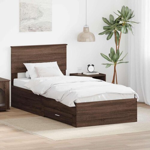  Okvir za krevet Smeđi hrast i srebrna 75 x 190 cm Cene