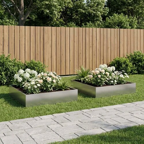  Vrtna saksija 2 kom. Srebrna 100 x 100 x 20 cm Pocinčani čelik - Pocinčani čelik 100 x 100 x 20 cm 2 Cijene