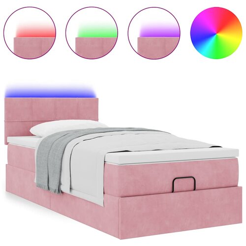 vidaXL Otomanski posteljni okvir z vzmetnico roza 90x190 cm žamet, (21609411) Cene