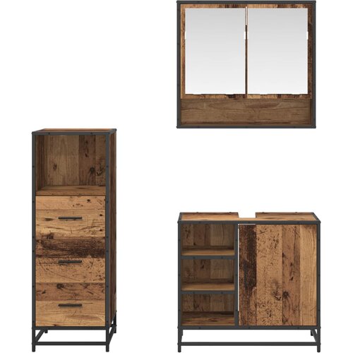  Set namje&amp;scaron;taja za kupaonicu 3 kom. Staro drvo 65 x 33 x 60 cm Slike