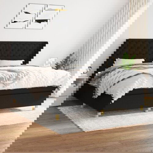 vidaXL Box spring postelja z vzmetnico črna 180x200 cm blago Cene