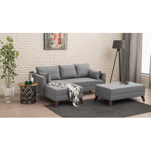 Atelier Del Sofa Siva raztegljiva kotna sedežna garnitura (levi kot) Bella – Cene