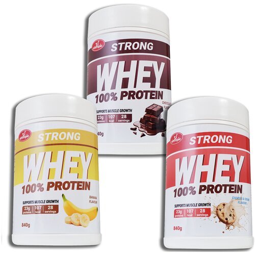 Olympic Strong Whey protein 840g Banana, Čokolada, Cookies & Cream, 3 komada Cene