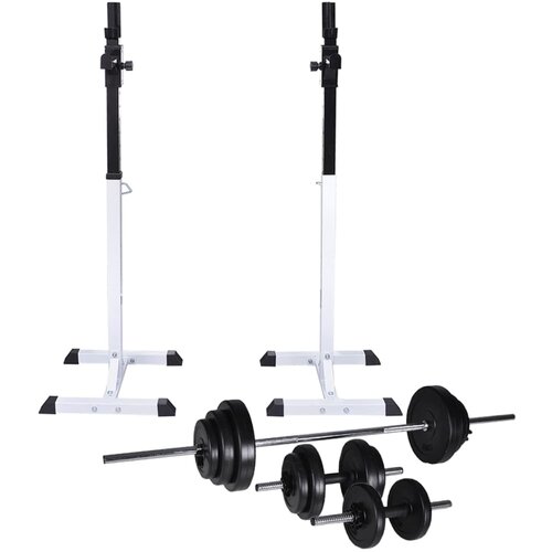 In Stalak za čučnjeve sa setom dvoručnih/jednoručnih utega 30,5 kg Slike