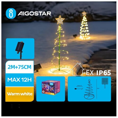 Aigostar led solarna božićna dekoracija LED/0,26W/3,7V 75cm IP65 topla bela Cene