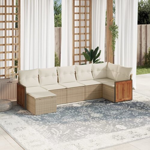 vidaXL 7-dijelni set vrtnih sofa od poliratana s jastucima bež Cijene